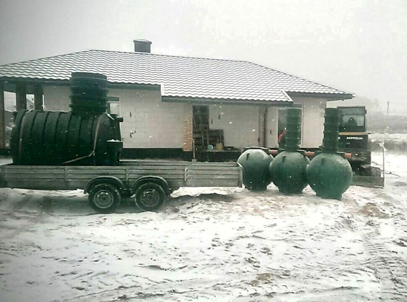 Дзержинск. Установка септика Чистовод зимой 2020