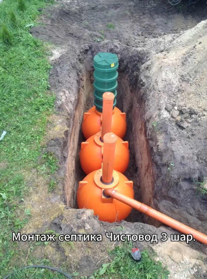фото монтажа септика из поста автора @septikgrodno Монтаж септика Чистовод-3-Шар, с организацией стока из дренажных тоннелей. Работы произведены за 1 день. 